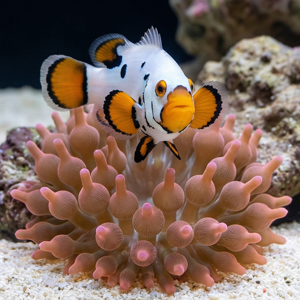 Premium Black Helmet Picasso Percula Clownfish: Captive Bred - Image 2