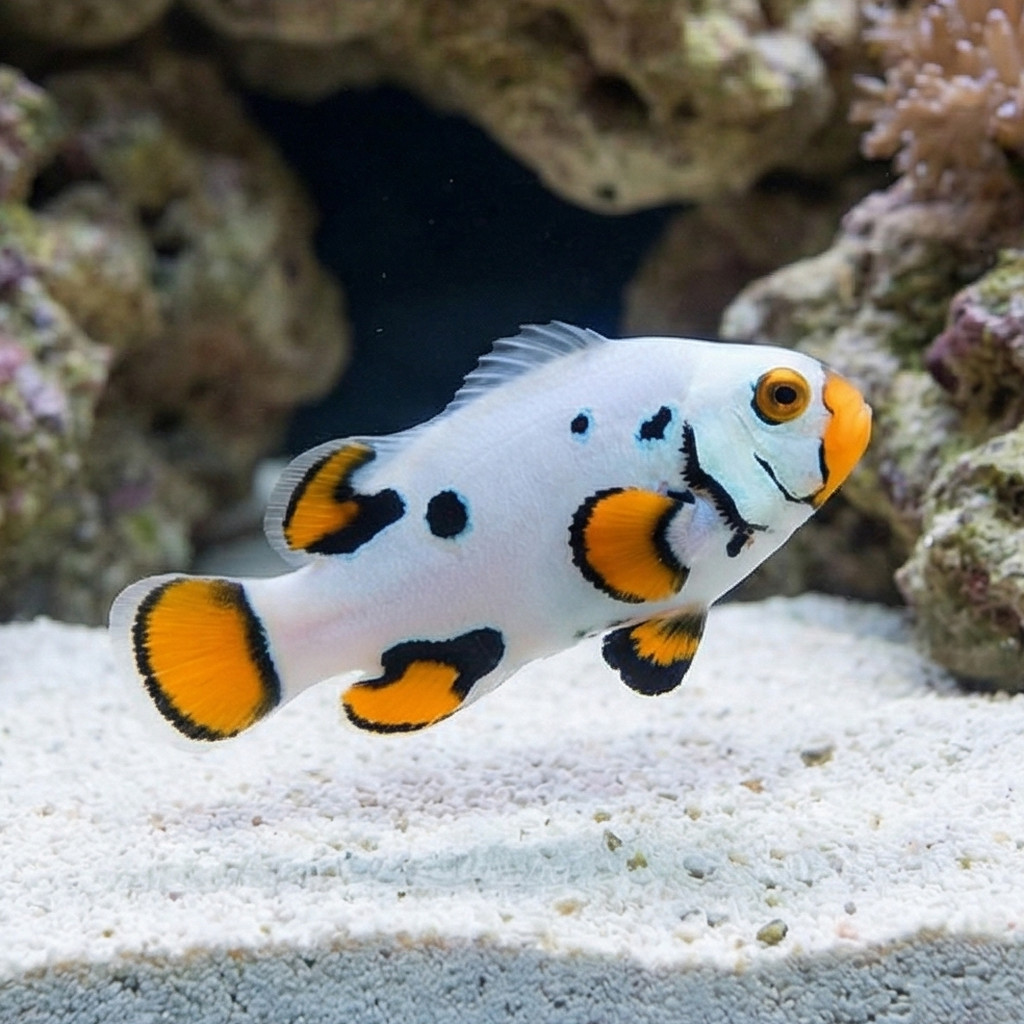 Premium Black Helmet Picasso Percula Clownfish: Captive Bred - Image 3